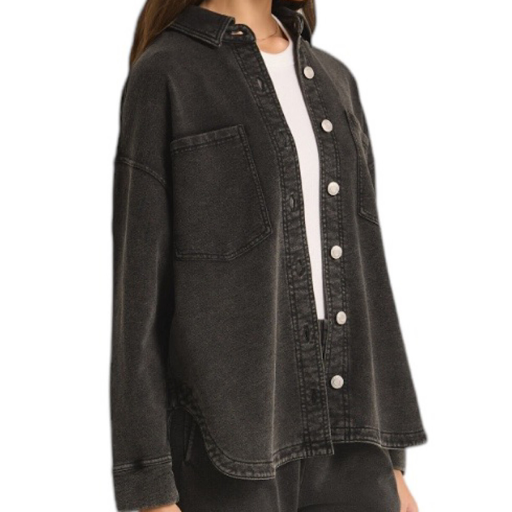 Z Supply Z Supply Vintage Black Knit Denim Jacket