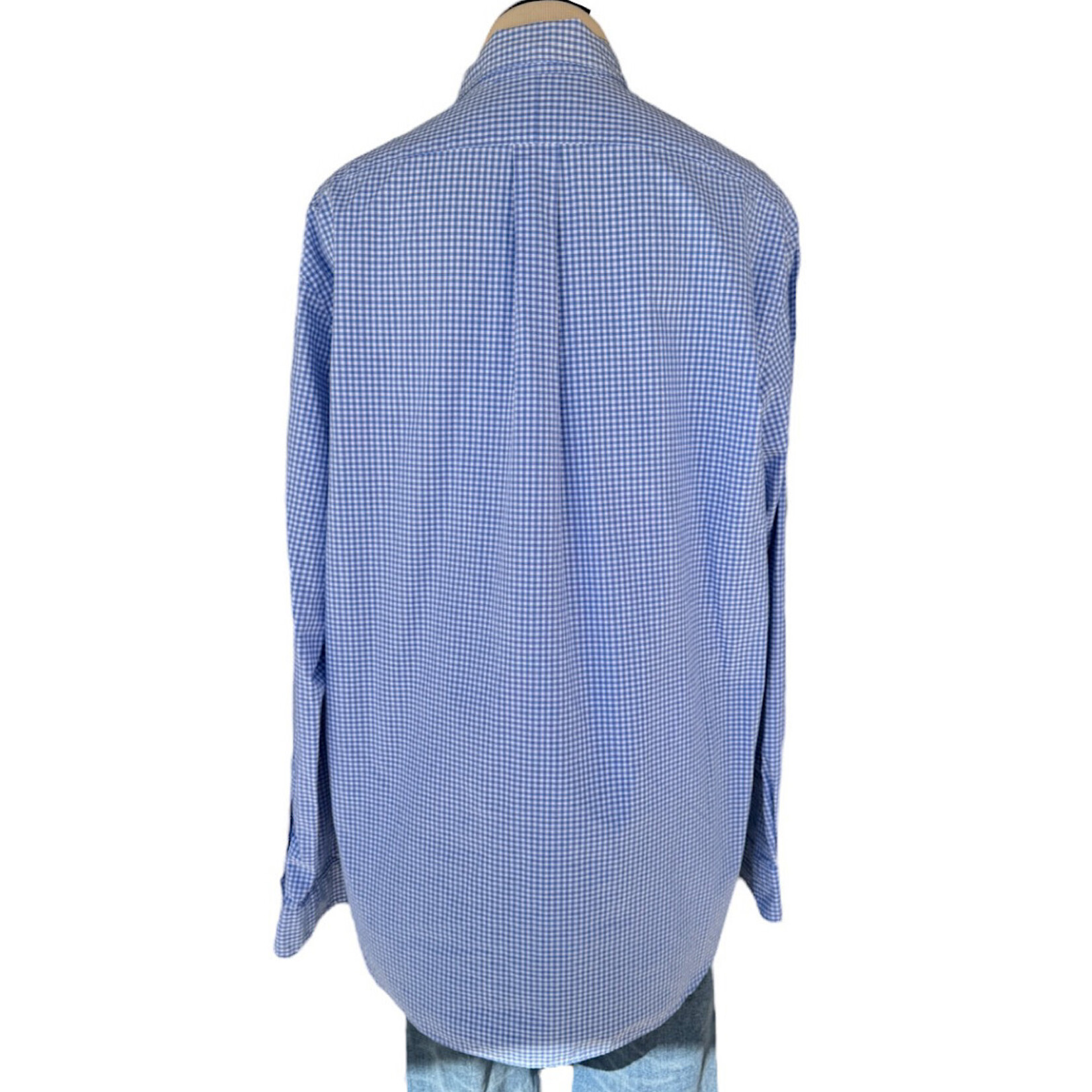 Ralph Lauren Blue and White Checkered Button Up Dress Top-RF