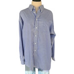 Blue Pinstriped Button Up Dress Shirt Size XL-RF