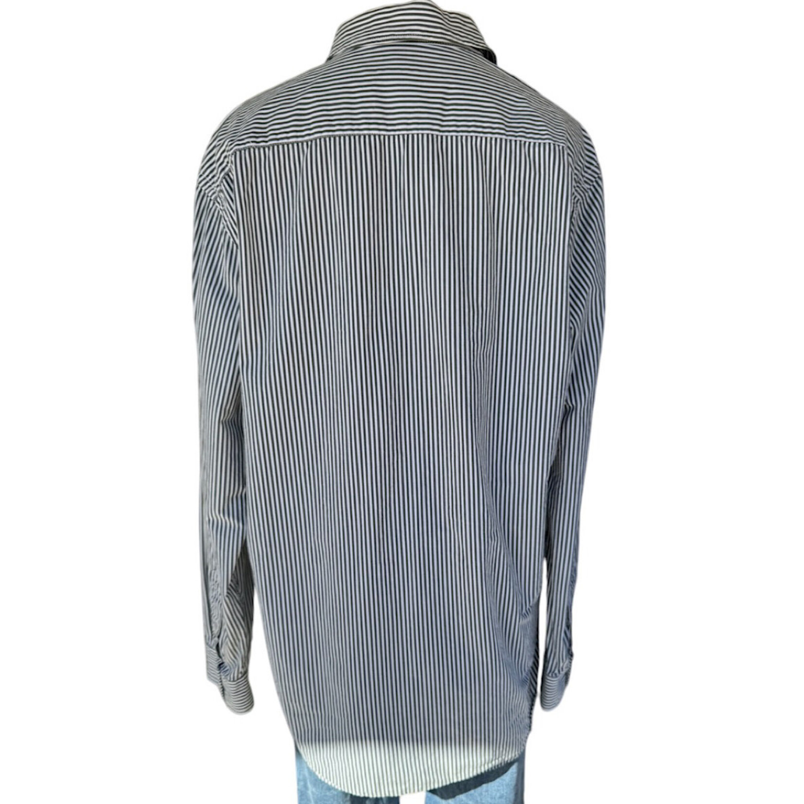 IZOD Pinstriped Button Up Dress Shirt Size XL-RF