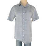 White and Blue Stripe Short Sleeve Button Up Size Small-RF