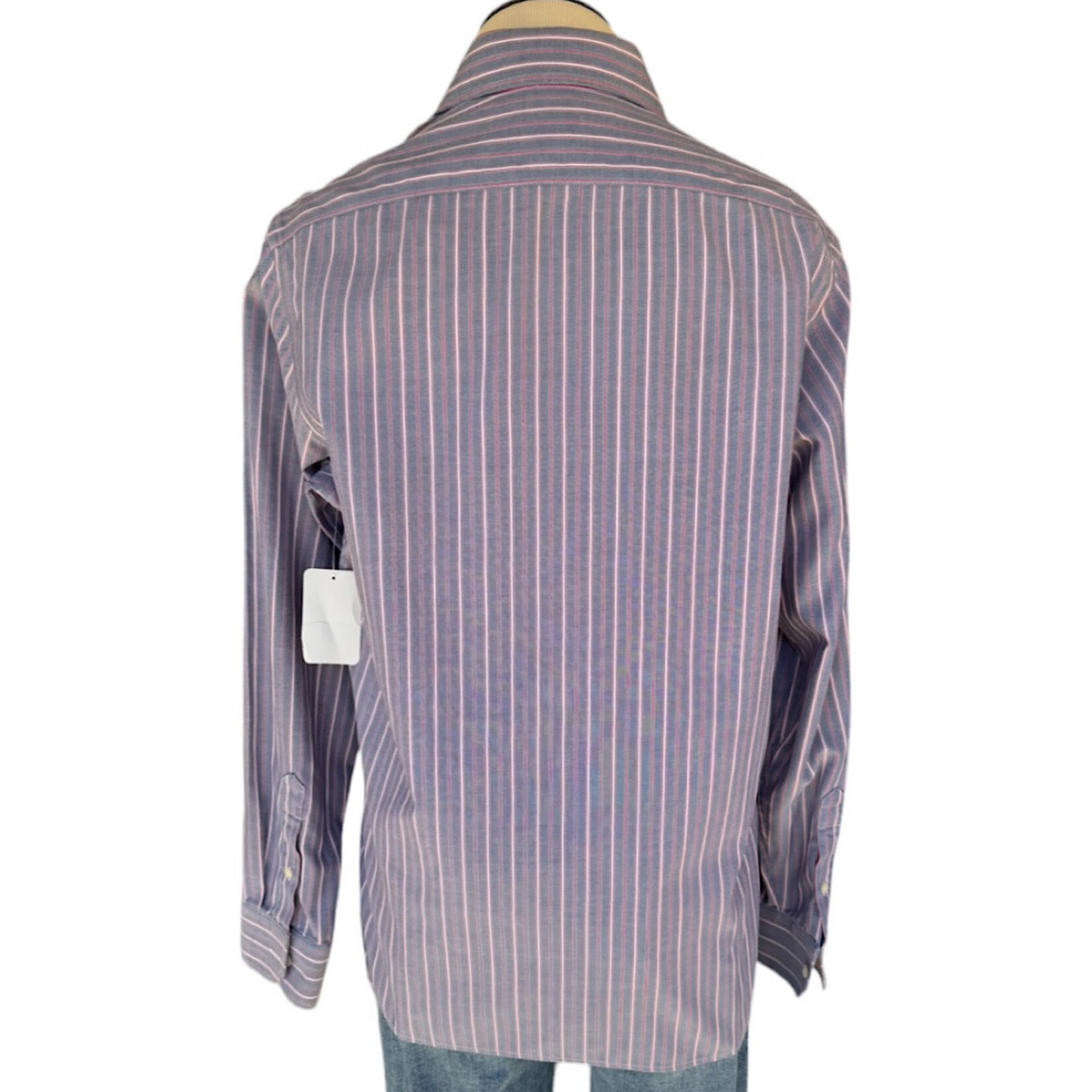 Navy and Red Stripe Button Down Dress Shirt Size Small-RF