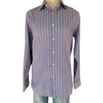 Navy and Red Stripe Button Down Dress Shirt Size Small-RF