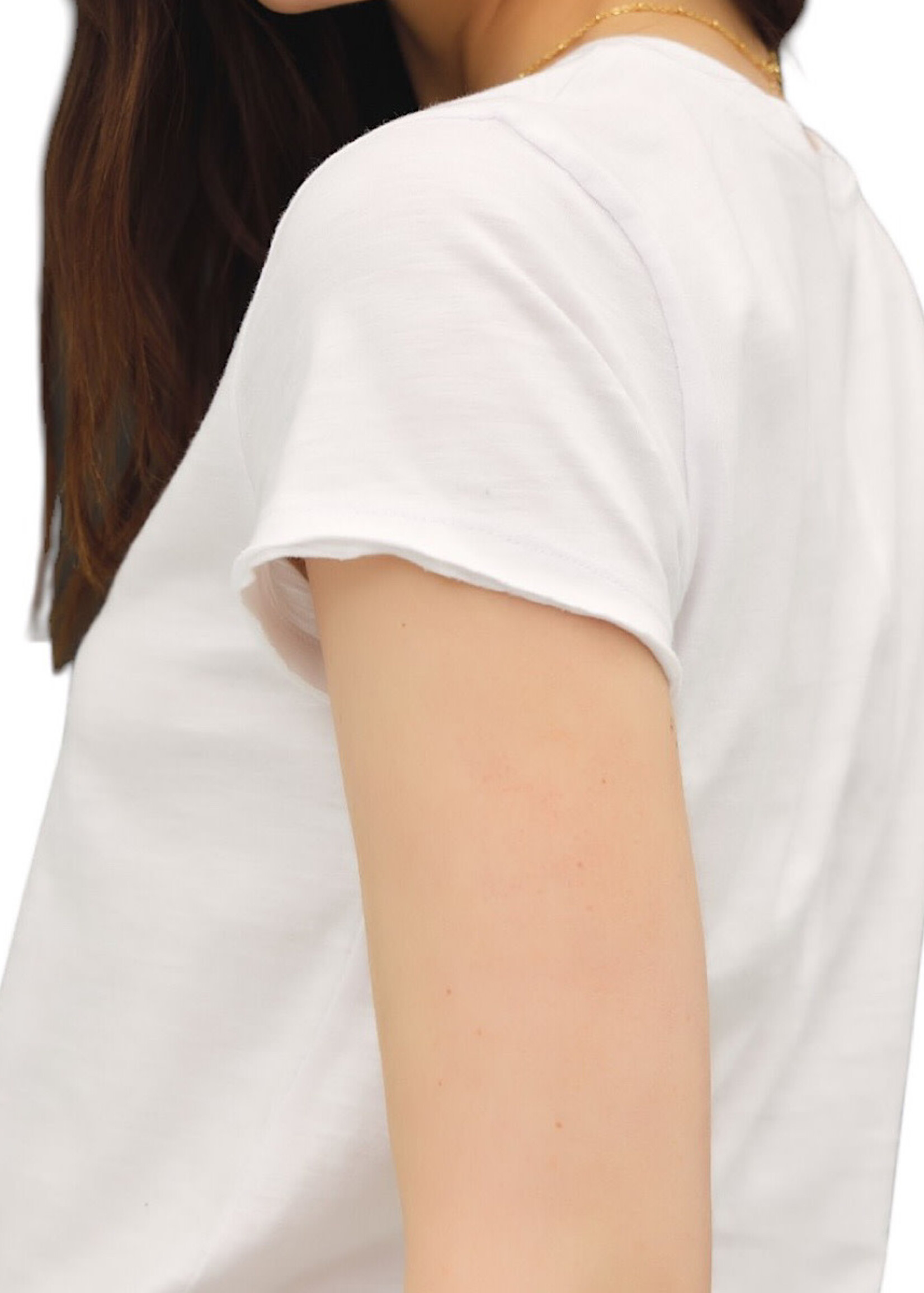 Off White V-Neck Raw Trim Short Sleeve Tee