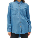 Medium Wash Denim Oversized  Tencel Button Up