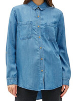 Medium Wash Denim Oversized  Tencel Button Up