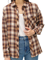 Caramel Ultra Soft Oversized Flannel with Front Pocket