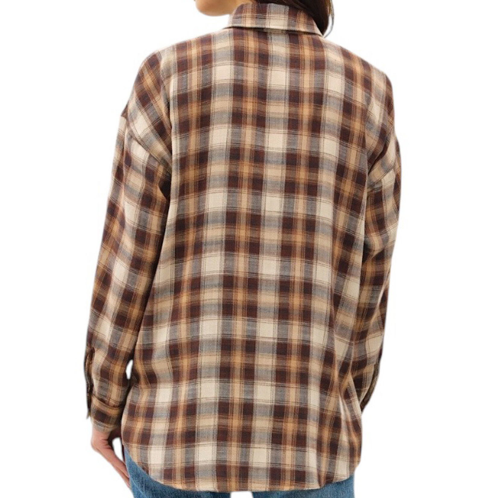 Caramel Ultra Soft Oversized Flannel with Front Pocket