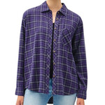 Navy Oversized Flannel with Drop Shoulder and Pocket