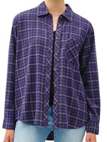 Navy Oversized Flannel with Drop Shoulder and Pocket