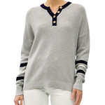 Navy Multi Toned Waffle Knit Henley Sweater