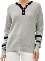 Navy Multi Toned Waffle Knit Henley Sweater