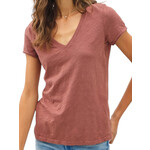 Marsala Classic V-Neck Tee with Raw Trim Sleeves