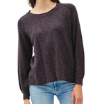 Charcoal Raglan Sweater with Ribbed Neckline 3/4 Sleeve