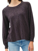 Charcoal Raglan Sweater with Ribbed Neckline 3/4 Sleeve