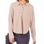 Cream Collared Neck Henley Knit Top