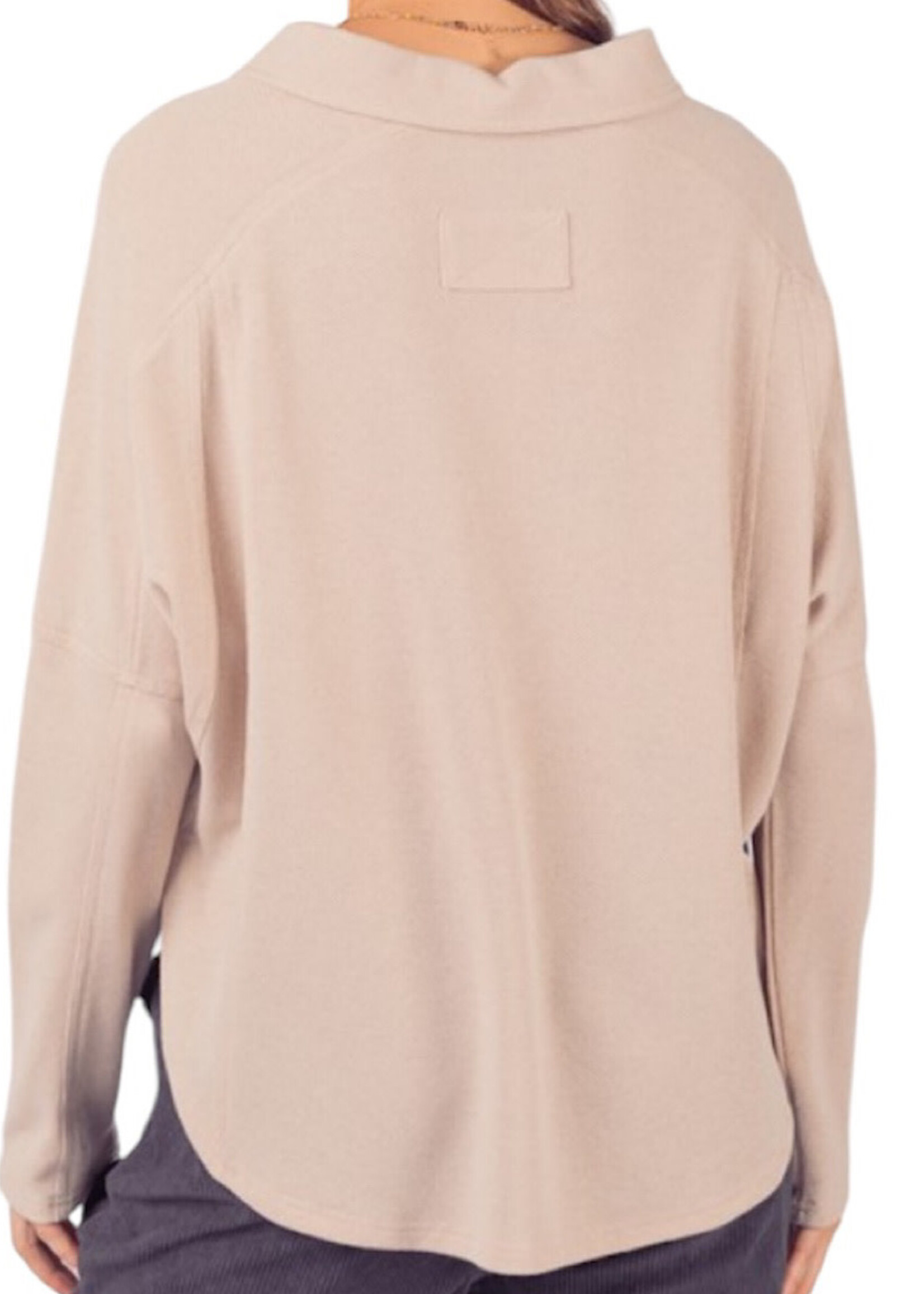Cream Collared Neck Henley Knit Top