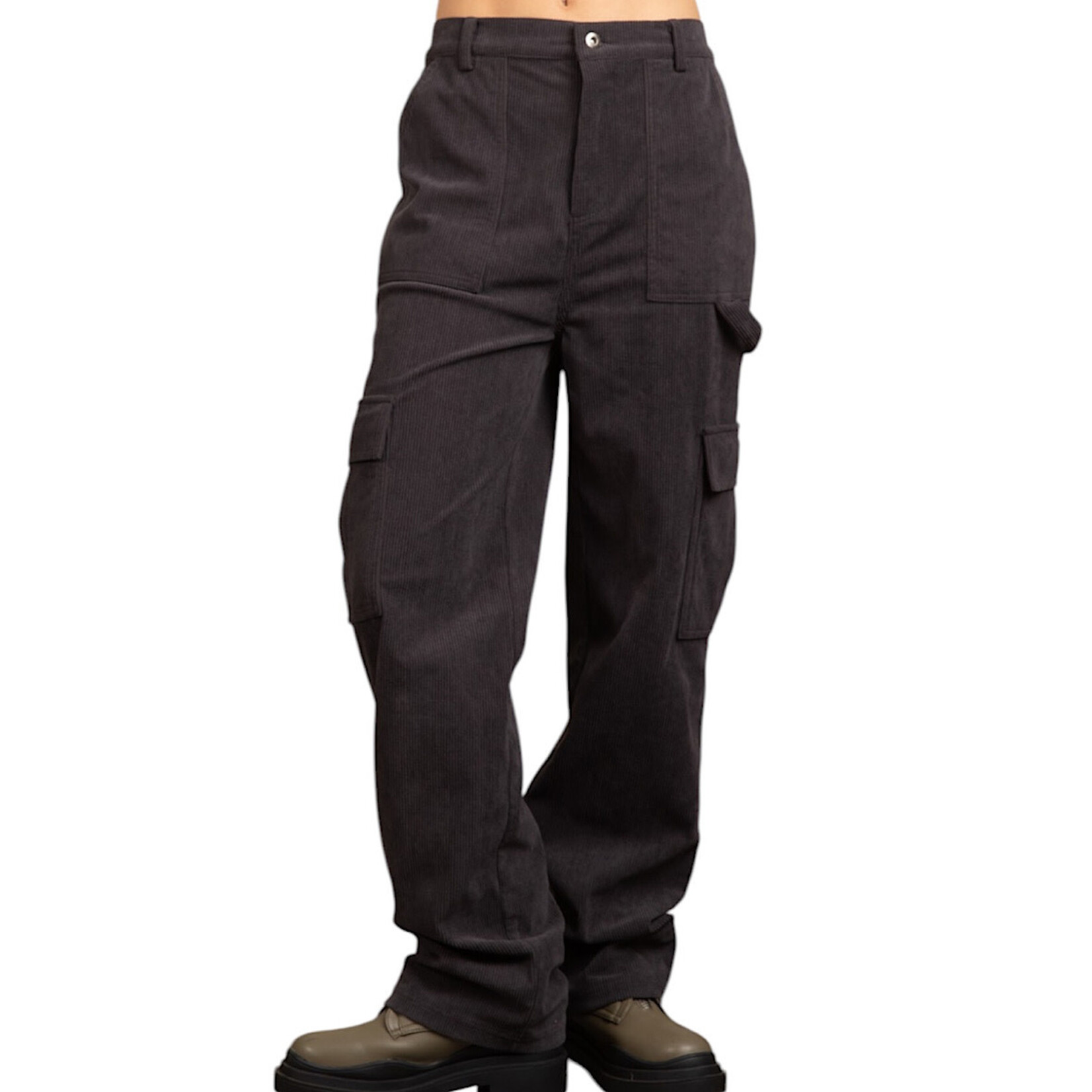 Charcoal Carpenter Corduroy Cargo Pants