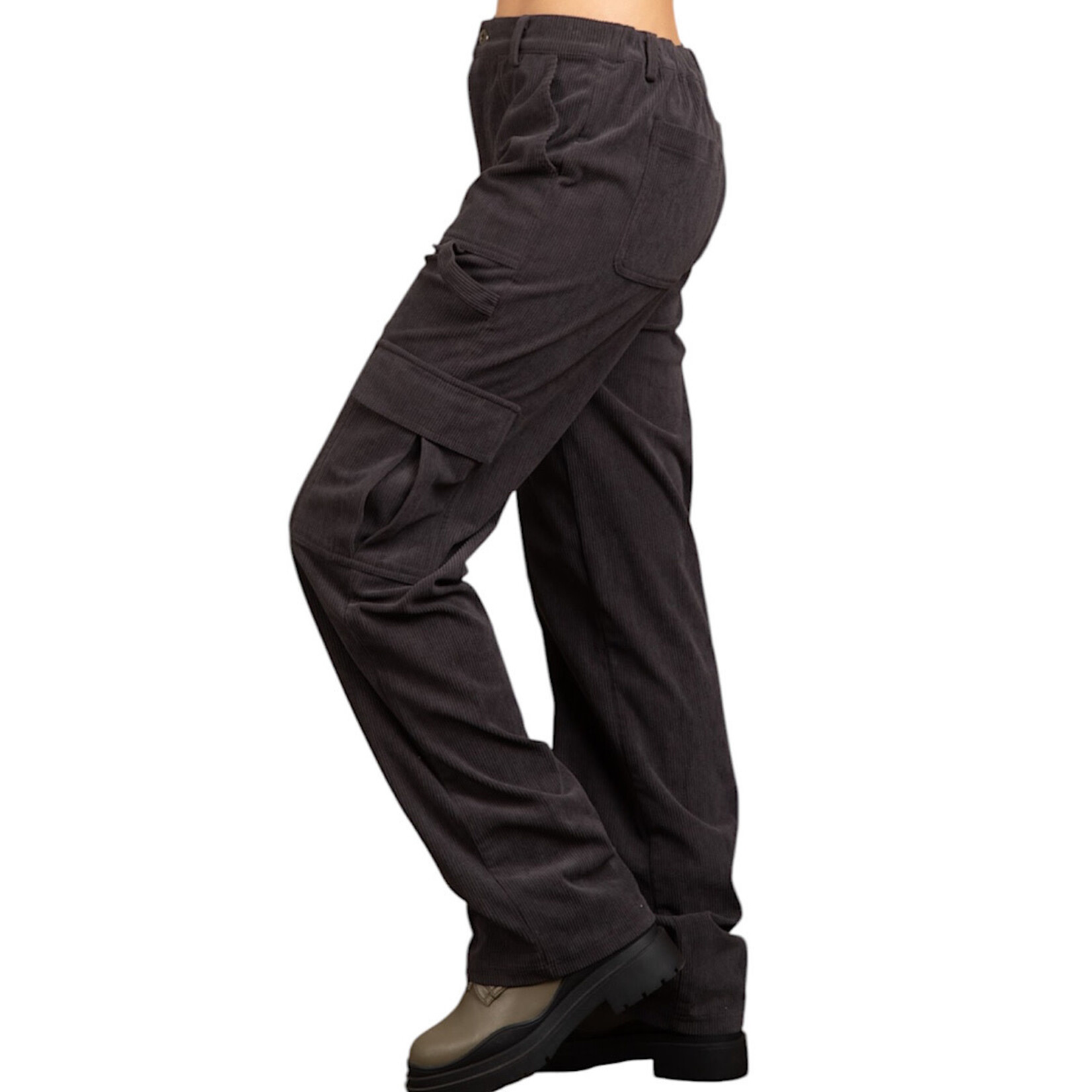 Charcoal Carpenter Corduroy Cargo Pants