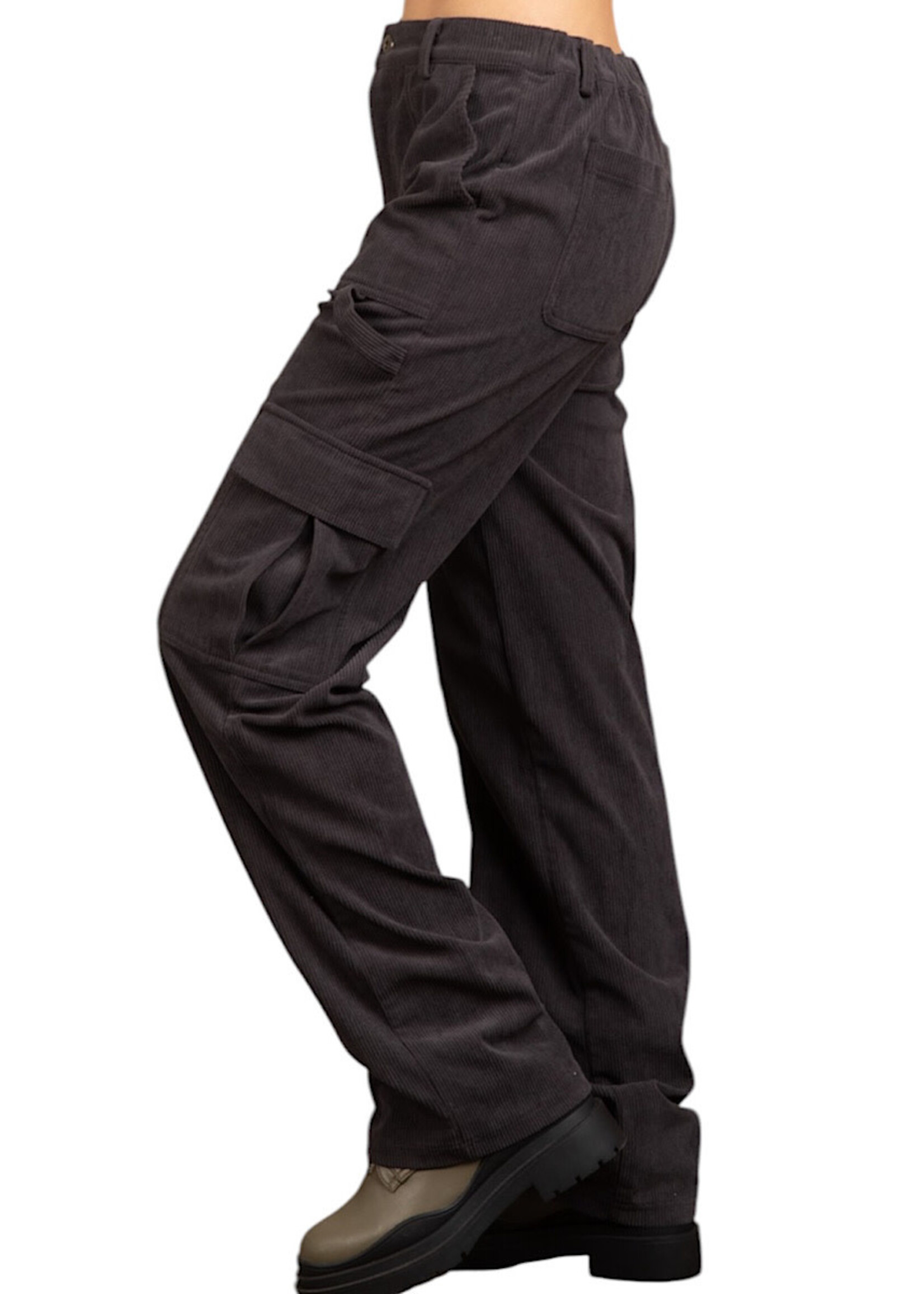 Charcoal Carpenter Corduroy Cargo Pants