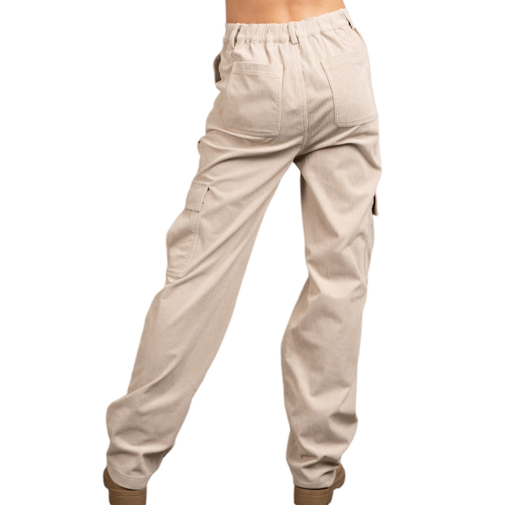 Beige Carpenter Corduroy Cargo Pants