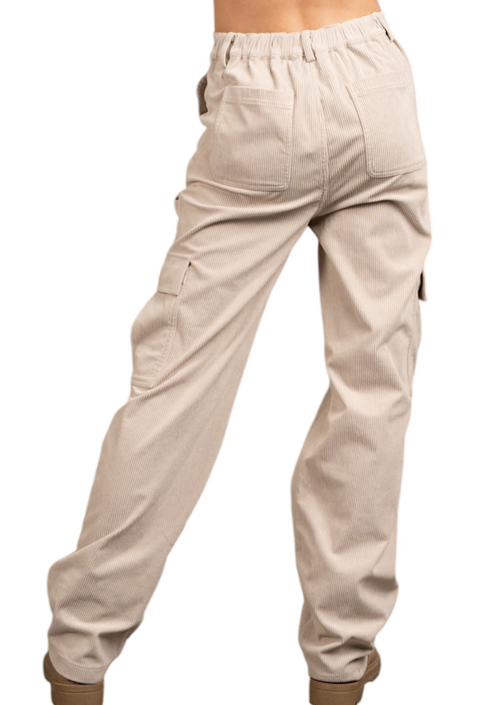 Beige Carpenter Corduroy Cargo Pants