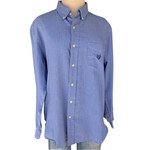 Blue Houndstooth Print Button Down Dress Shirt Size L-RF