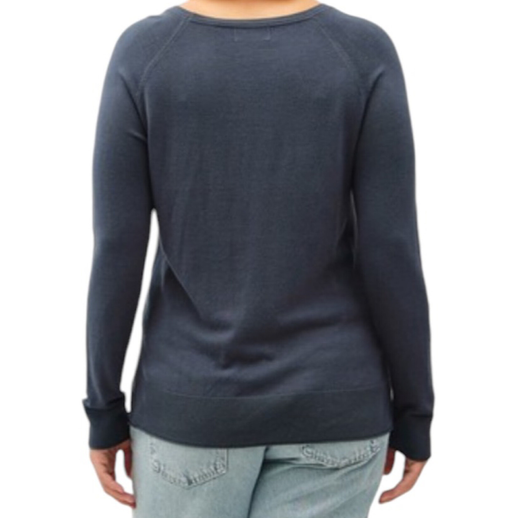 Teal Lightweight Round Neck Sweater with Side Slits