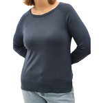 Teal Lightweight Round Neck Sweater with Side Slits