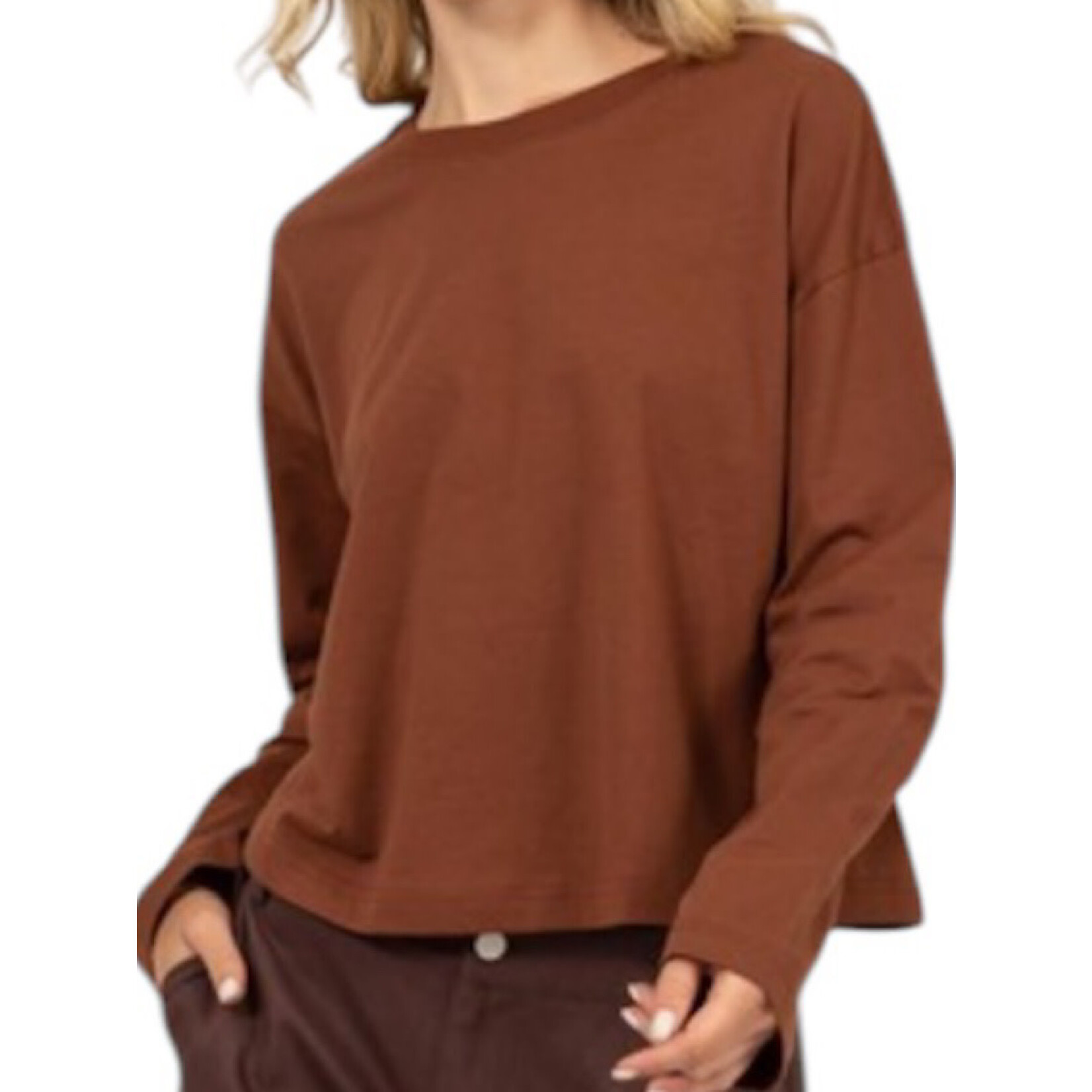 Chestnut Wide Long Sleeve T-Shirt