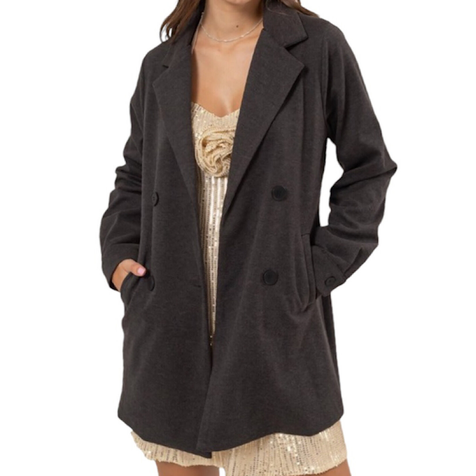 Dark Grey Brushed Twill Coat