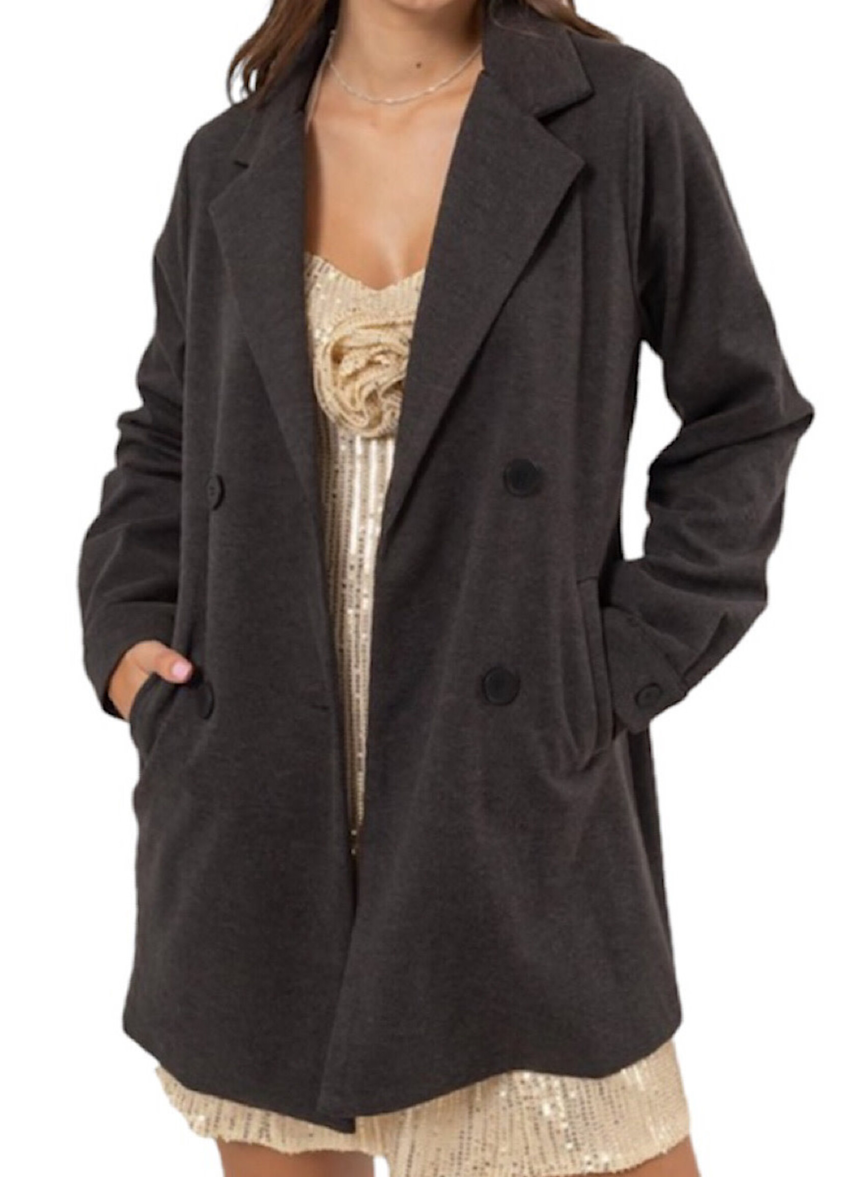 Dark Grey Brushed Twill Coat