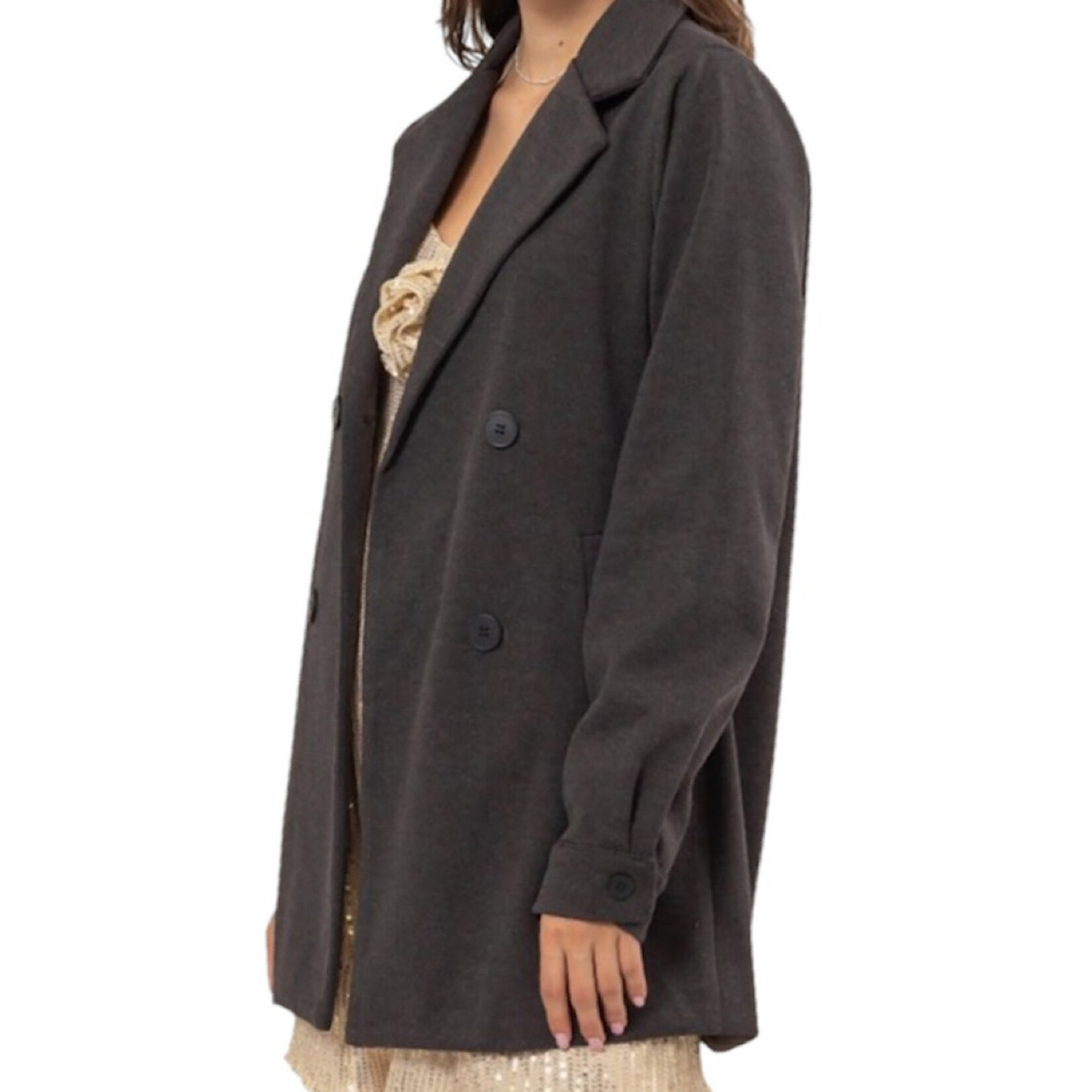 Dark Grey Brushed Twill Coat