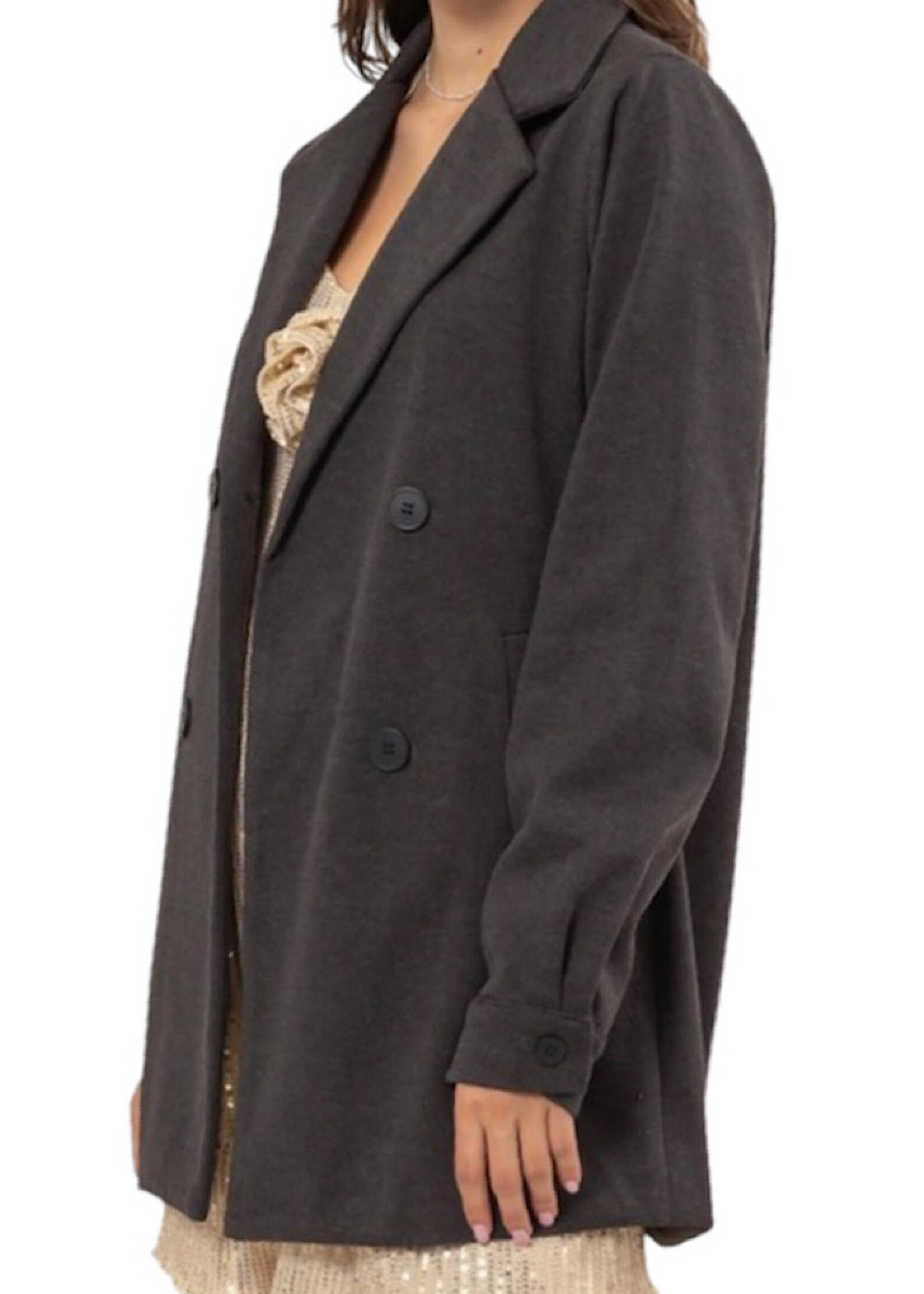 Dark Grey Brushed Twill Coat