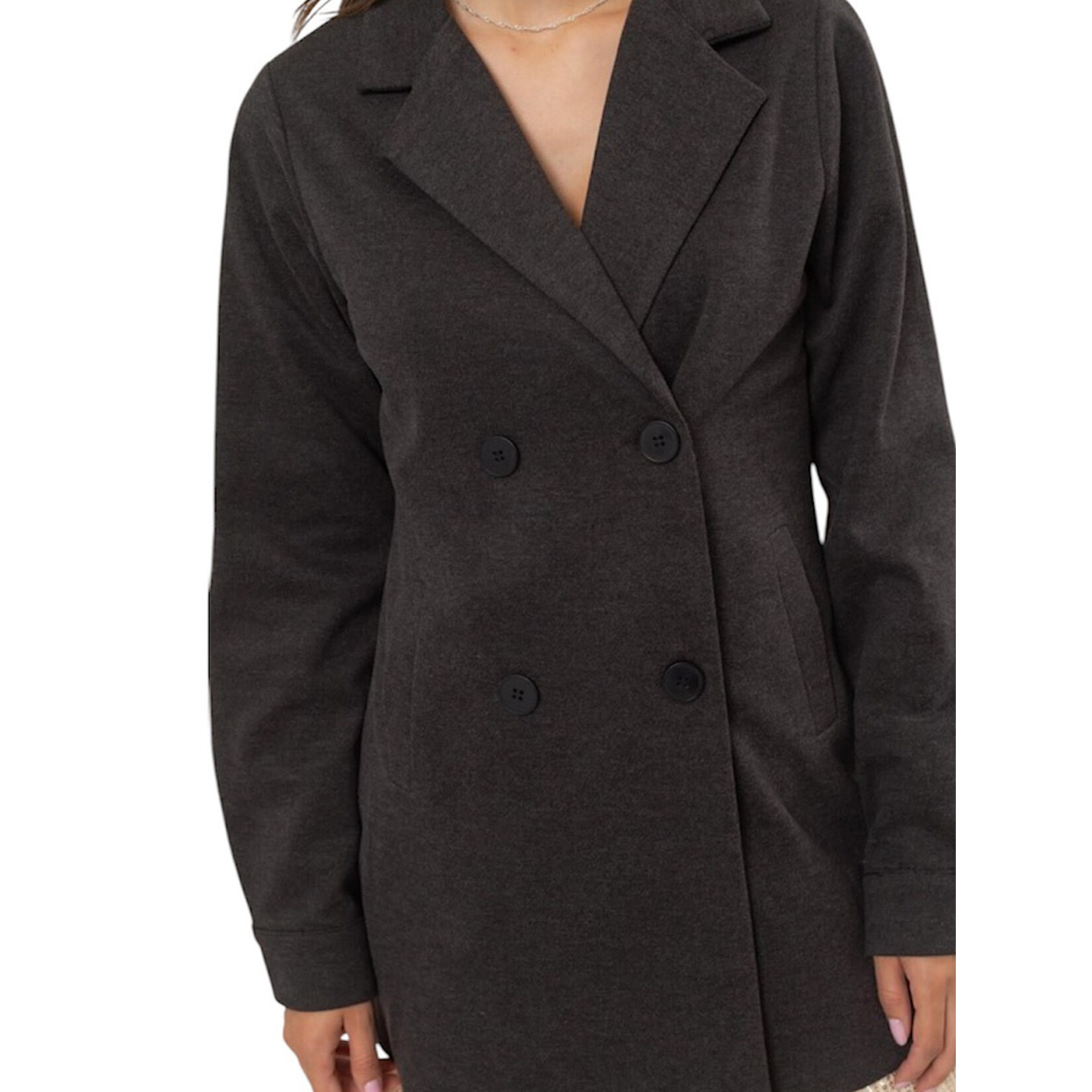 Dark Grey Brushed Twill Coat