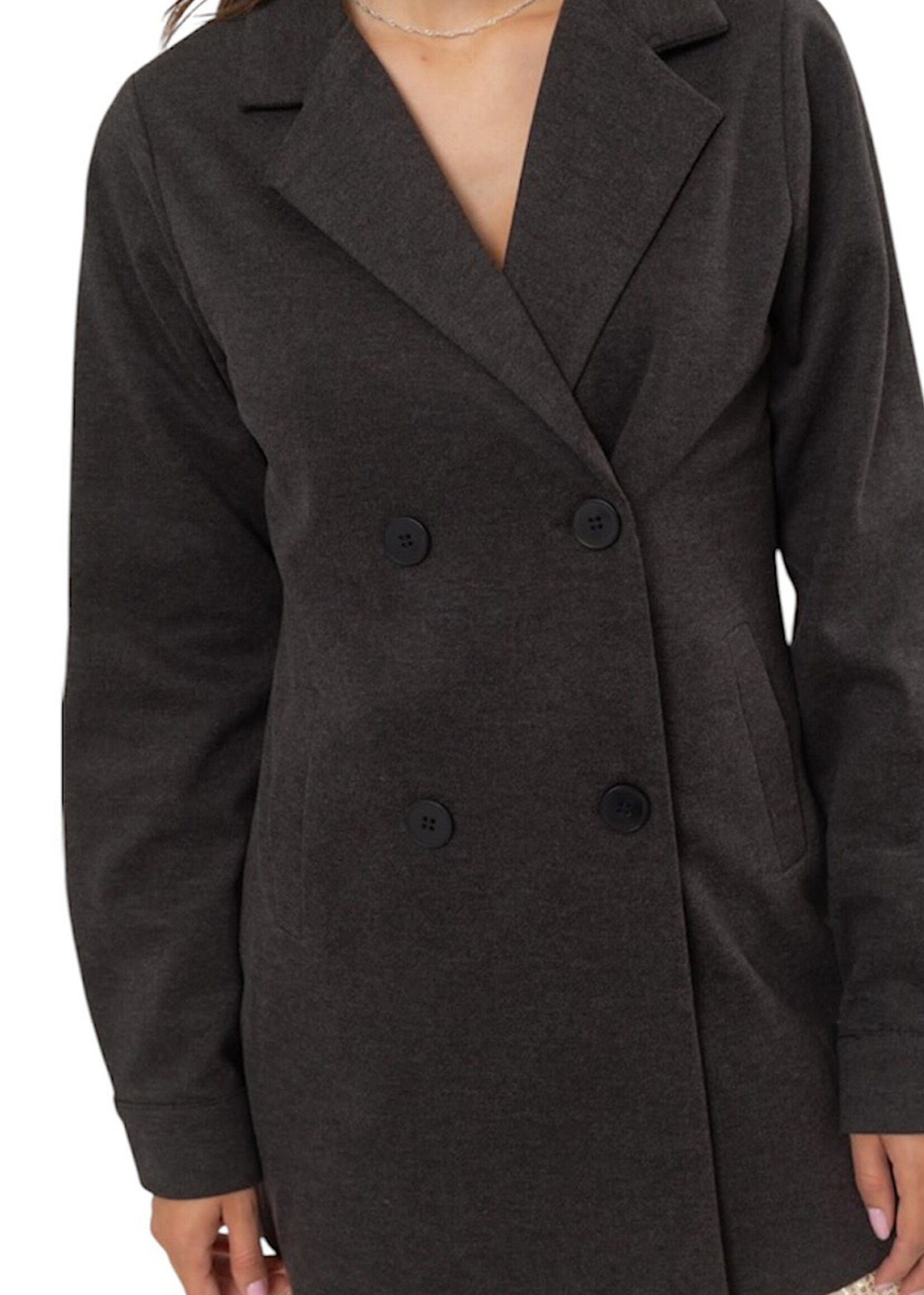 Dark Grey Brushed Twill Coat