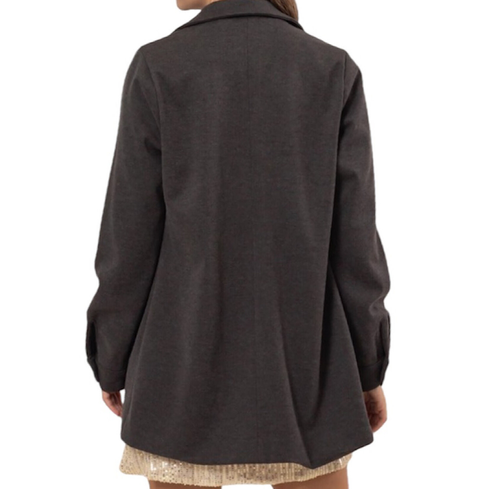 Dark Grey Brushed Twill Coat