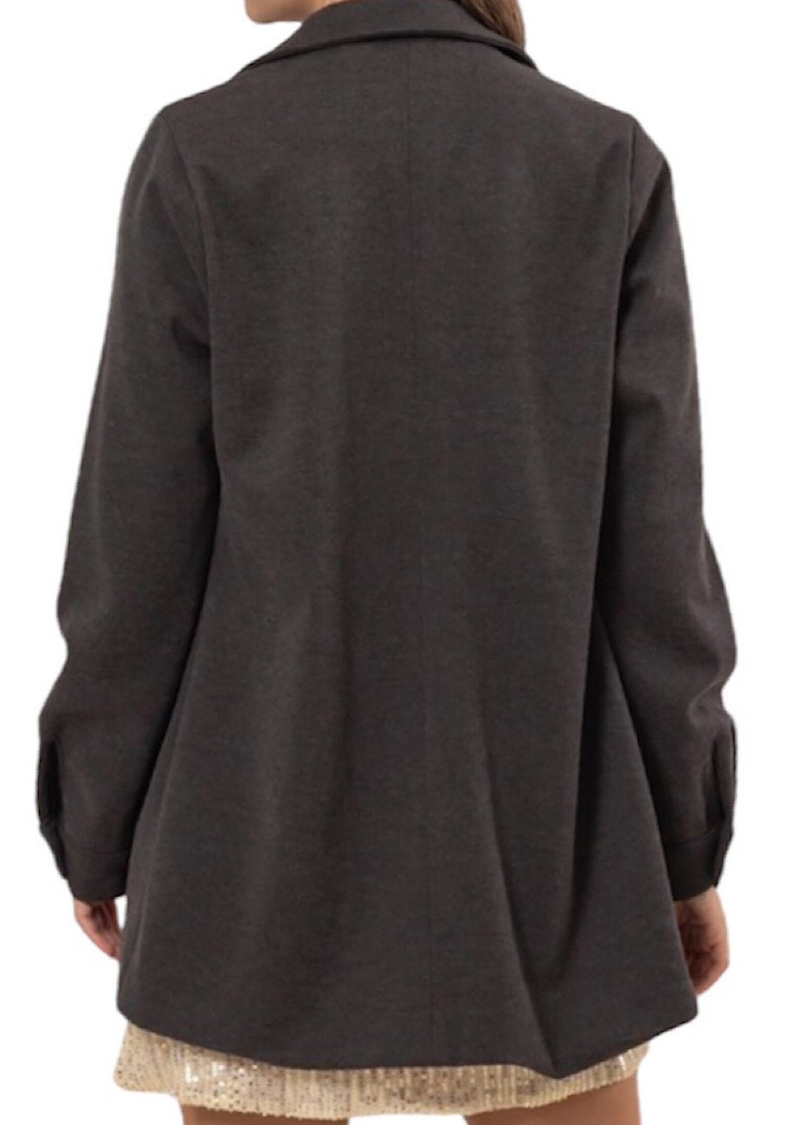 Dark Grey Brushed Twill Coat