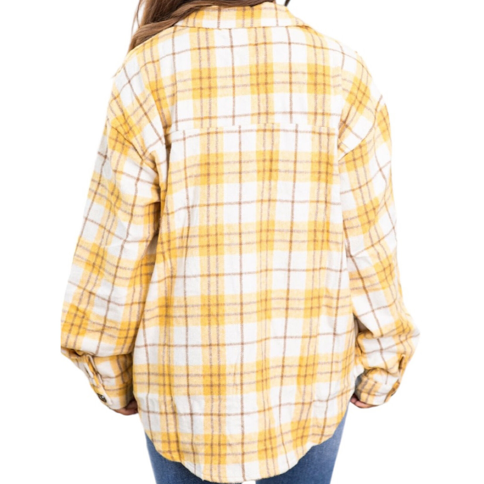 Yellow Plaid Chunky Button Front Shacket