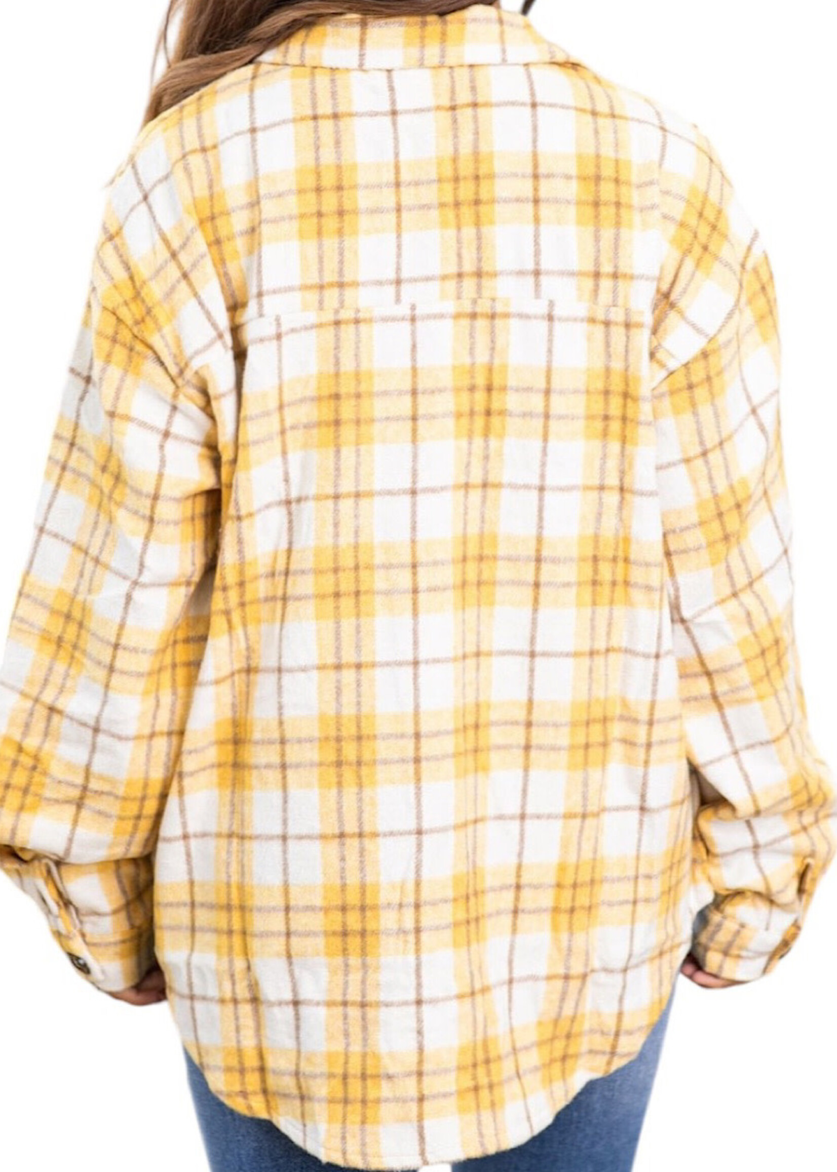 Yellow Plaid Chunky Button Front Shacket