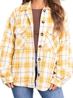 Yellow Plaid Chunky Button Front Shacket