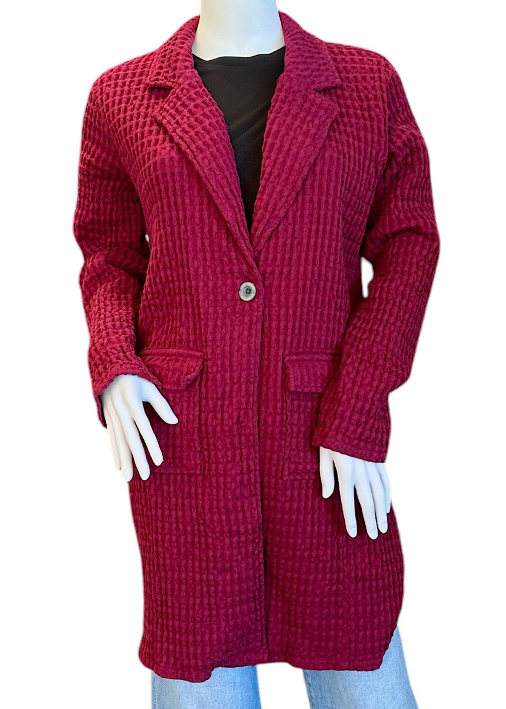 Mododoc Wild Berry Textured Sweater Cardigan S