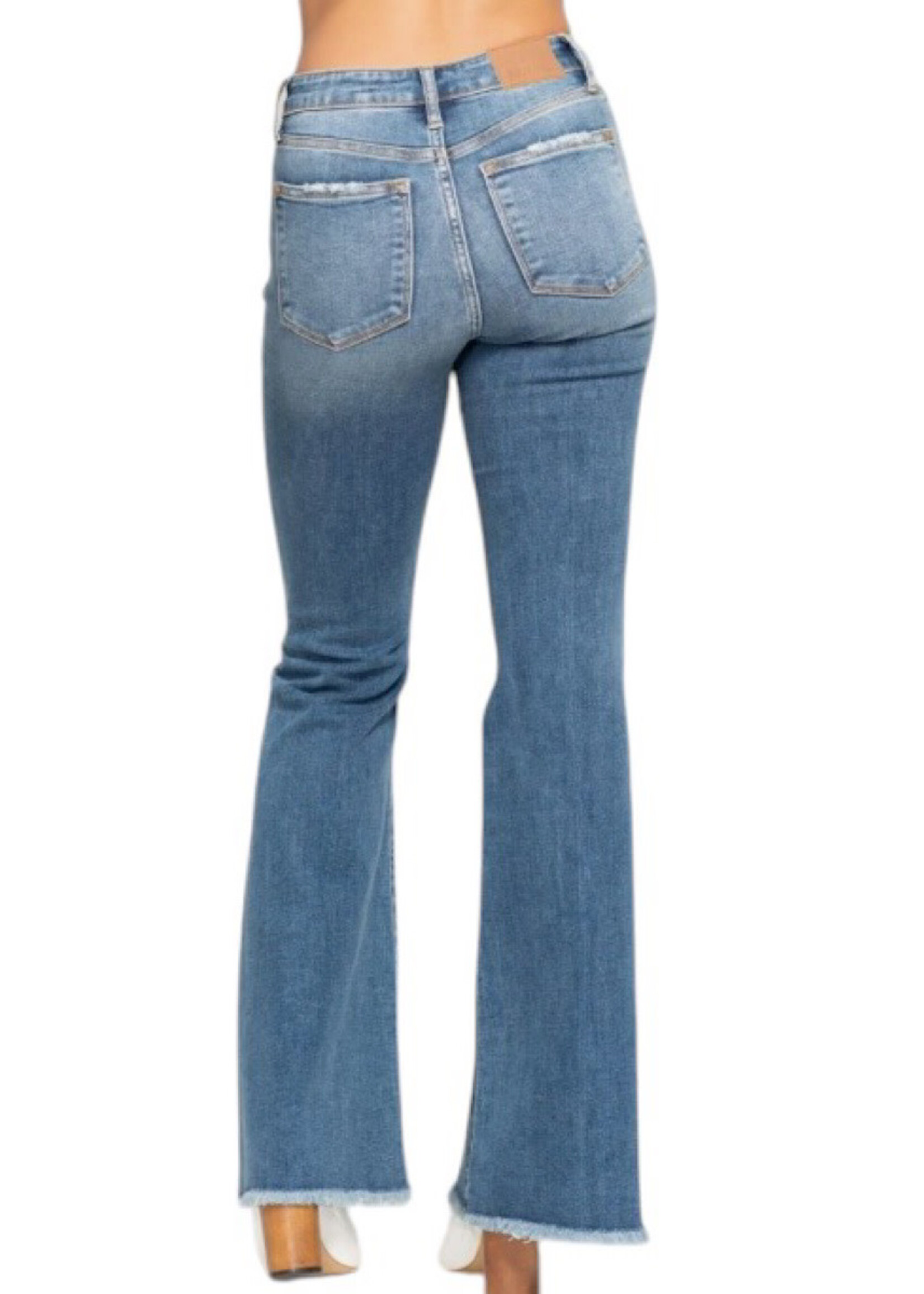 Judy Blue JB82638REG M/R Button Fly Flare W/ Destroy Fray Hem