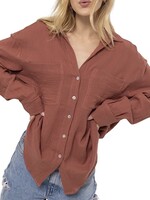 Terracotta Double Gauze Button Down Blouse