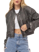 Mineral Washed Black Bomber Jacket