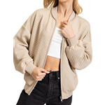 Taupe Textured Bomber Jacket