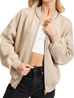 Taupe Textured Bomber Jacket