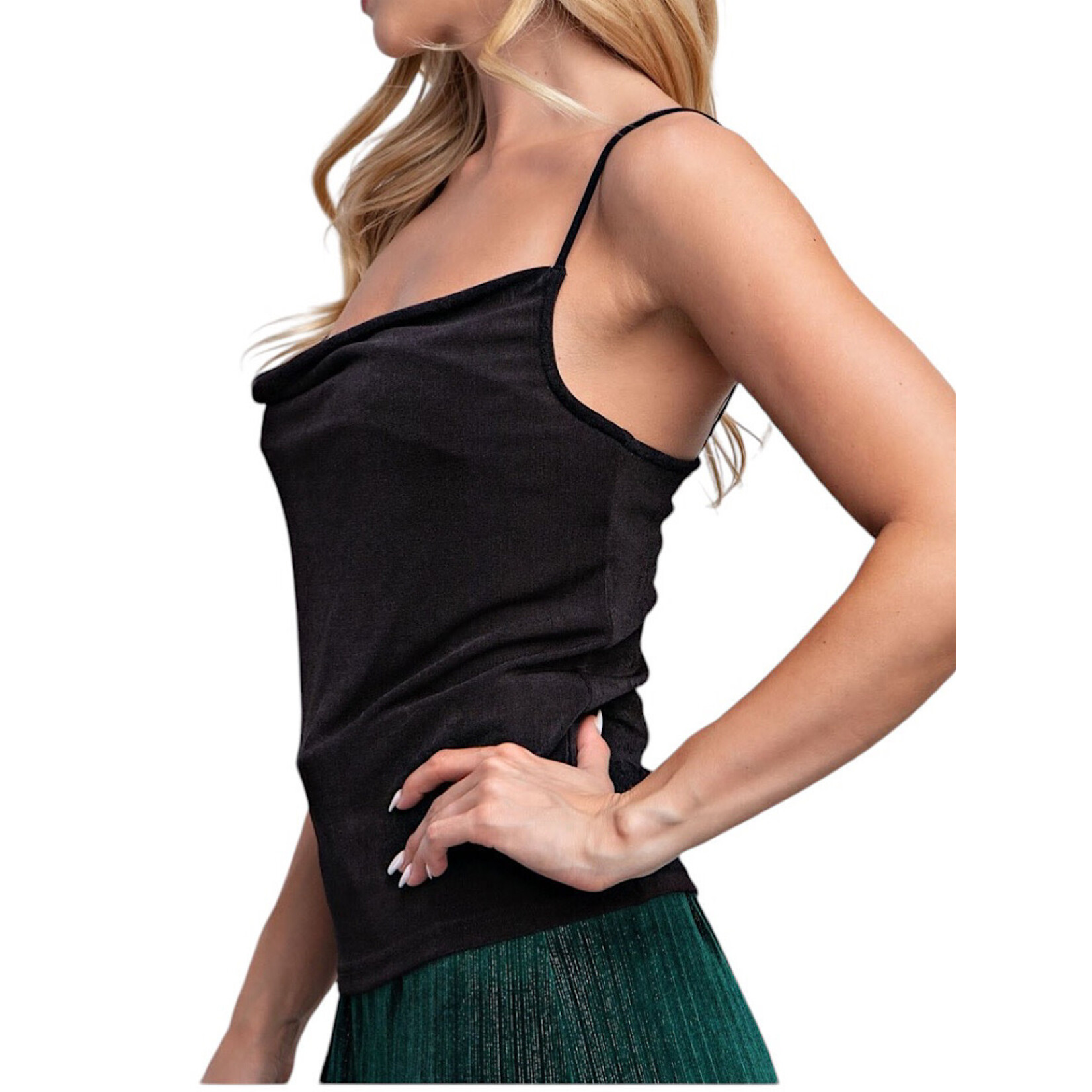 Black Cowl Neck Knit Top