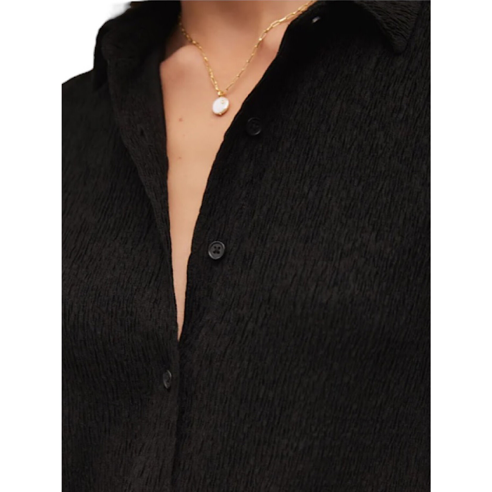 Z Supply Z Supply Lyrical Crinkle Knit Shirt Black