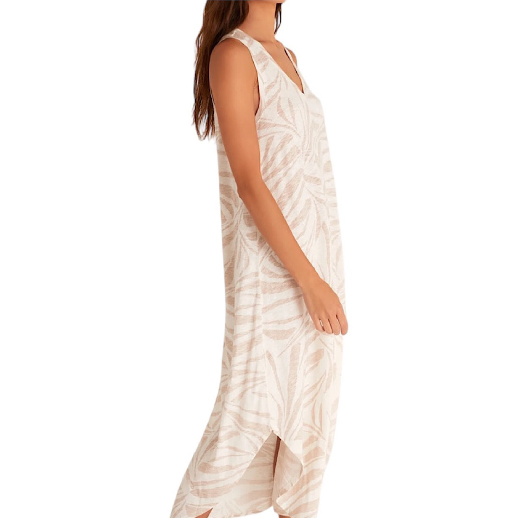 Z Supply Z Supply Reverie Tropical Zebra Dress Sand Dollar